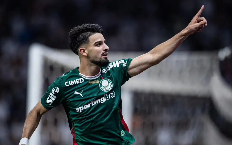 Flaco López comemora gol da vitória do Palmeiras sobre o Corinthians no Paulistão 2026.