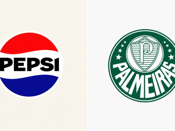 Logos da Pepsi e do Palmeiras lado a lado em imagem sobre parceria comercial.