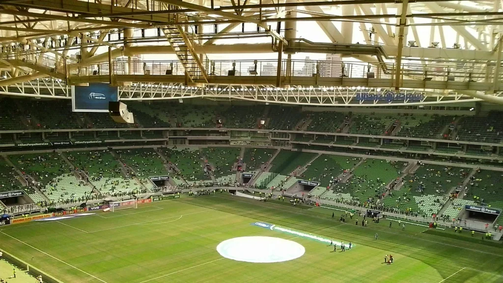 Vista da arquibancada superior do estádio do Palmeiras, hoje Nubank Parque