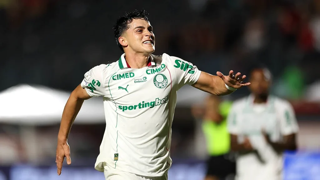Ramón Sosa comemora gol do Palmeiras no Brasileirão 2026